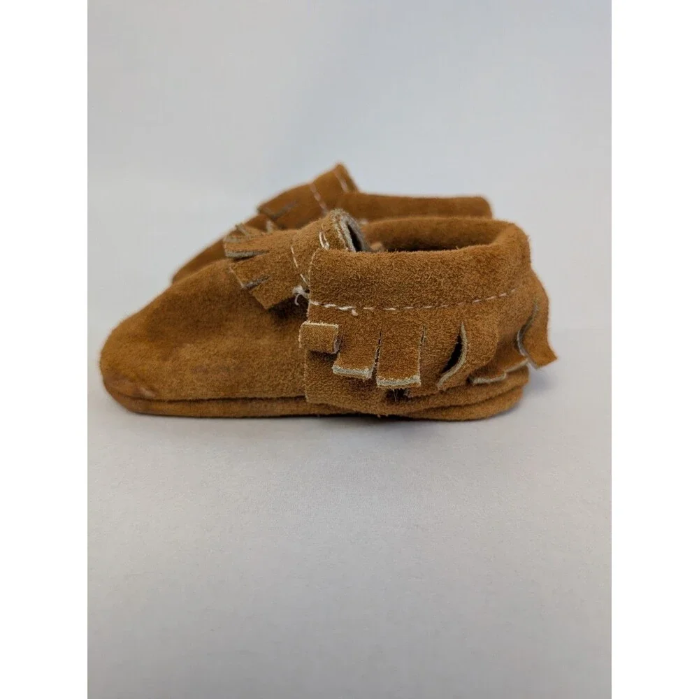 Baby Moccasins Leather Shoes Fringe Boot Sz 3 Soft Sole Infant Boy Girl NB